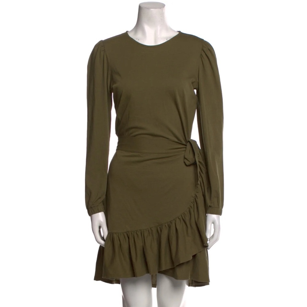 Rebecca Minkoff Mini Wrap Dress Olive Green Ruffle